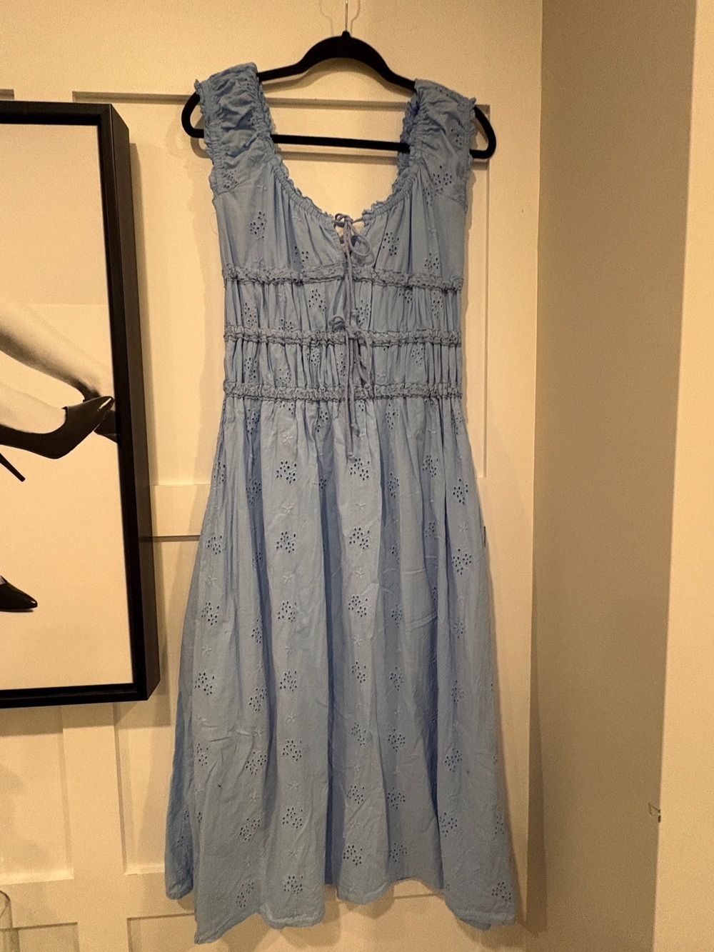 Light Blue Eyelet Sundress - Women’s Sleeveless Dress